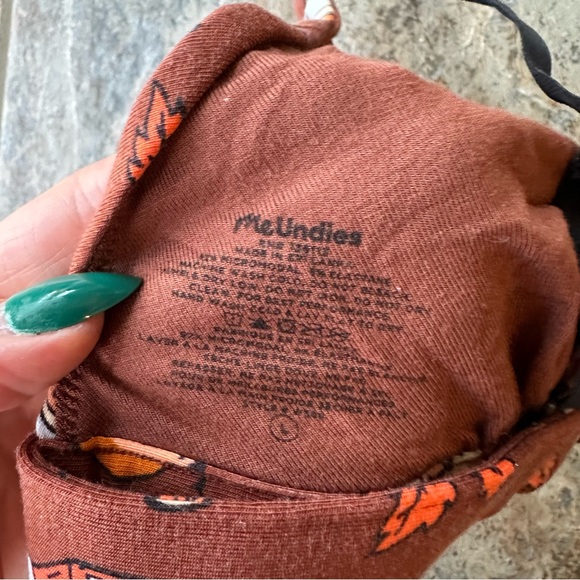 MeUndies Pumpkin Spice Bralette Size Large Fall Print Triangle Soft Lounge - Picture 6 of 7